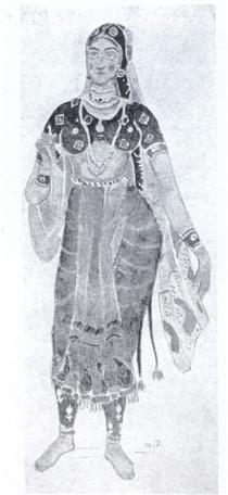 Design per Costume da colombina di Anna Pavlova in &39;Arlequinade&39;,  1909 (grafite e acquerello su carta bianca)