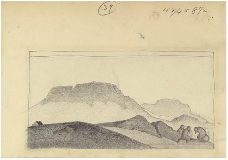 Figures in a landscape, c.1919 - Николай  Рерих