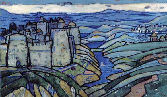 Northern landscape with fortress - Nikolái Roerich