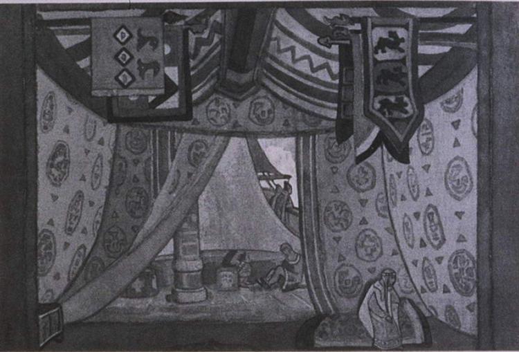 Study of scene design for "Tristan und Isolde", 1912 - Nicholas Roerich