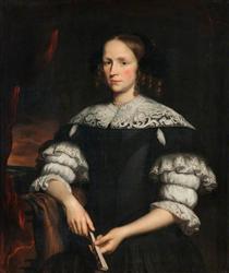 Portrait of a Woman with a Fan - Nicolaes Maes