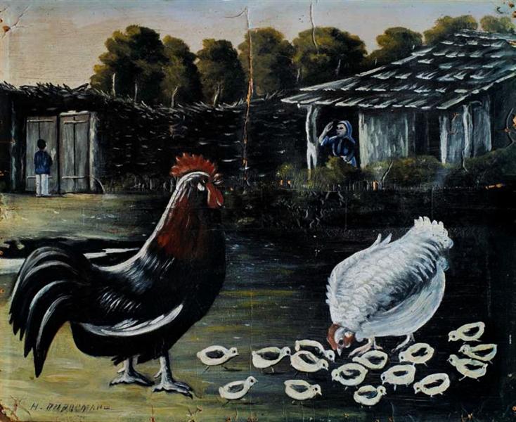 Курица с цыплятами - Нико Пиросмани