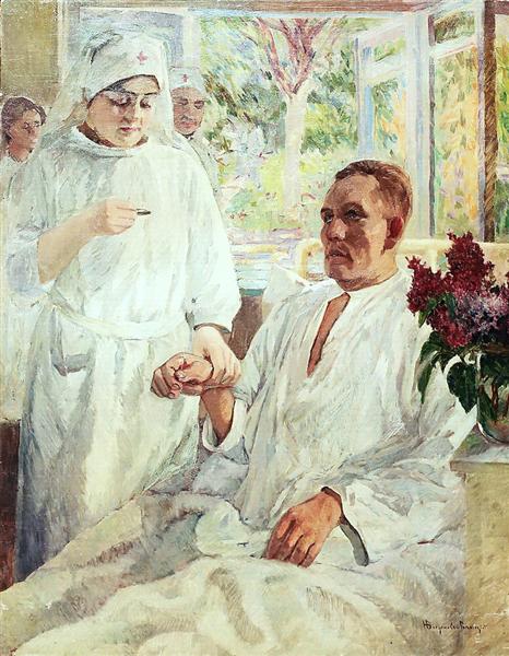 At the Hospital, c.1910 - Микола Богданов-Бєльський