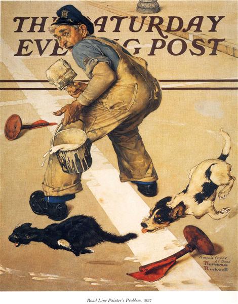 Road Line Painter's Problem, 1937 - Norman Rockwell
