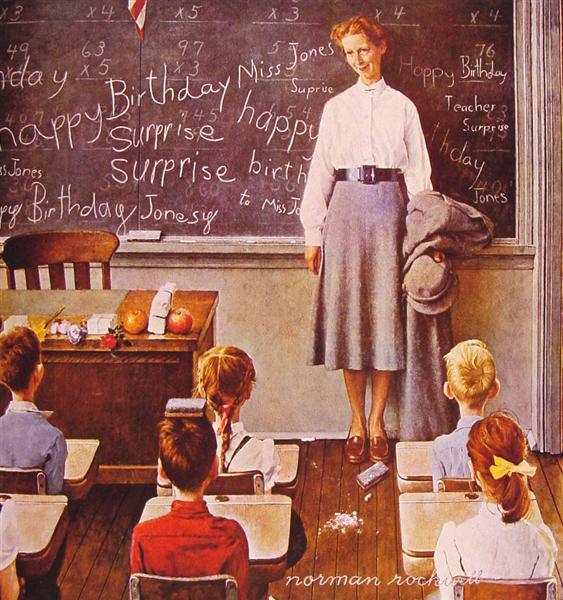 Teacher's Birthday, 1956 - Norman Rockwell