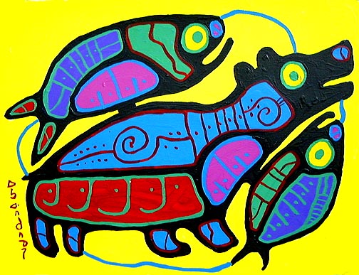 Bear and Fish In Cycle - Norval Morrisseau