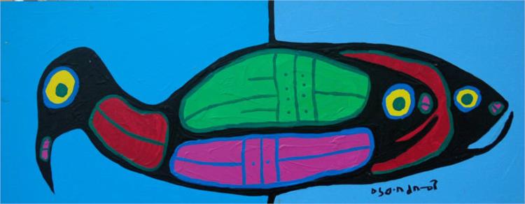Loon, Fish Worlds, 1996 - Norval Morrisseau