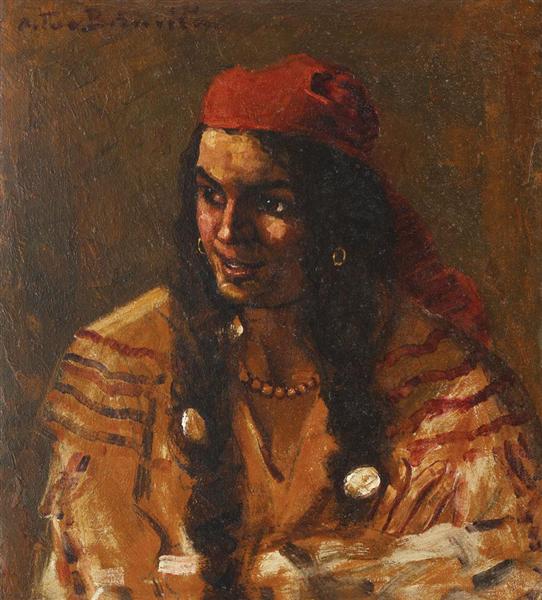 Gypsy Woman with Red Scarf, 1915 - Octav Băncilă