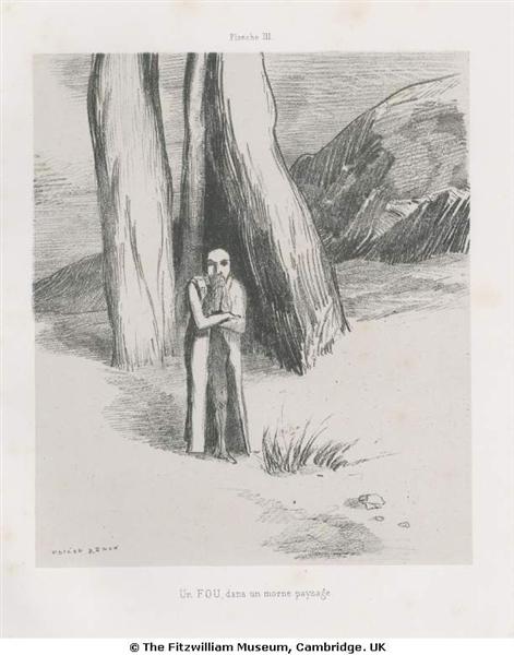 A madman in a dismal landscape, 1885 - 奥迪隆·雷东