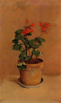A Pot of Geraniums - Одилон Редон