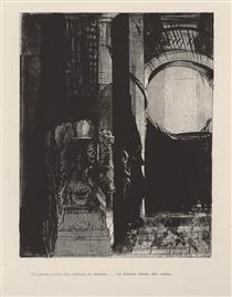 And on every side are columns of basalt, ... the light falls from the vaulted roof (plate 3) - Odilon Redon