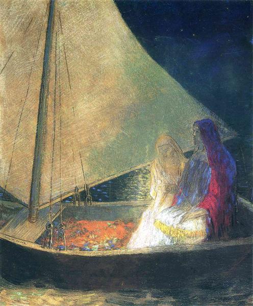 Boat with Two Figures, 1902 - Одилон Редон