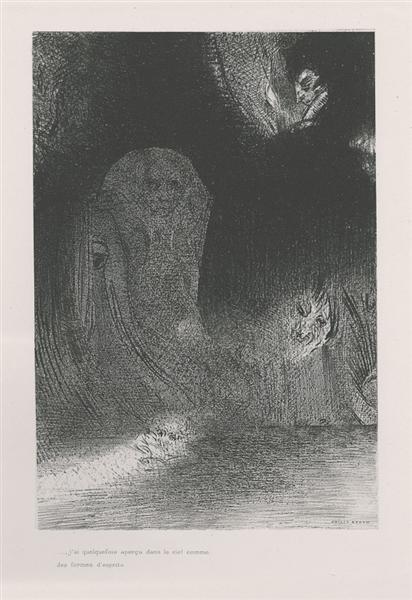 I have sometimes seen in the sky what seemed like forms of spirits (plate 21), 1896 - Оділон Редон