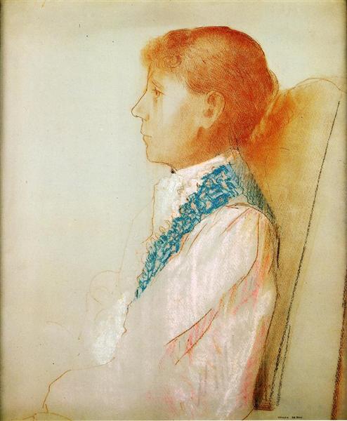 Portrait of Madame Redon in Profile - 奥迪隆·雷东