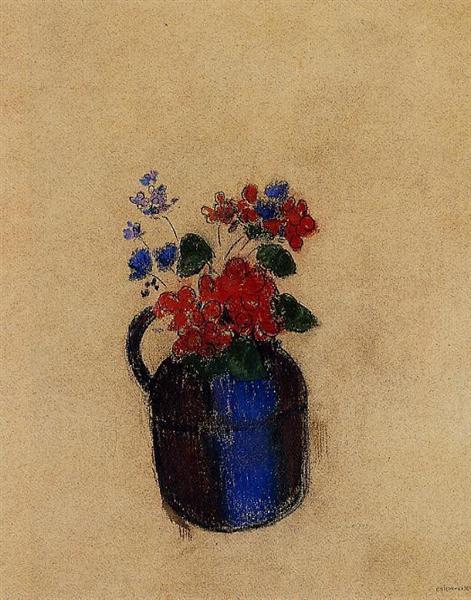 Small Bouquet in a Pitcher - 奥迪隆·雷东