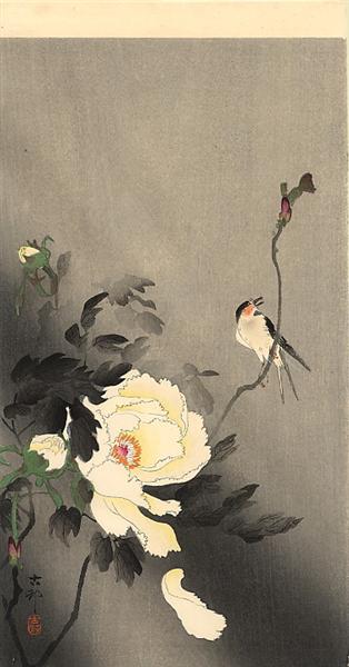 Swallow with Peony - Охара Косон