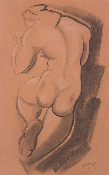 Nude Female Figure Shown from the Back, 1920 - Oleksandr Arjípenko