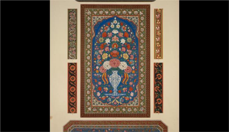 Indian Ornament no. 6. Specimens of painted lacquer work at the collection at the India-House - Owen Jones