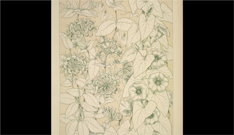 Leaves and Flowers from Nature Ornament no. 9. Honeysuckle and Convolvulus, full size - Оуен Джонс
