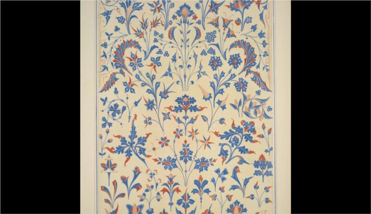 Medieval Ornament no. 1. Conventional leaves and flowers from illuminated manuscript - Owen Jones