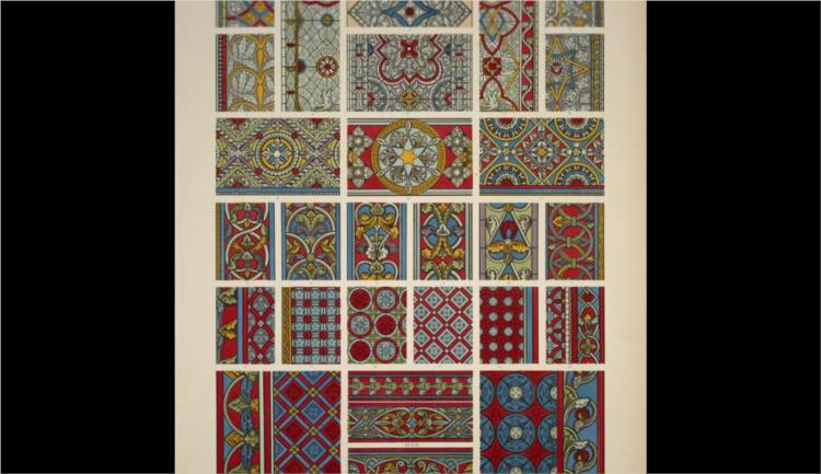 Medieval Ornament no. 4. Stained glass of various periods - Owen Jones