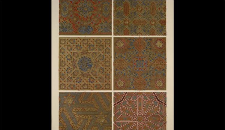 Moresque ornament from the Alhambra no. 4. Square diapers - Owen Jones