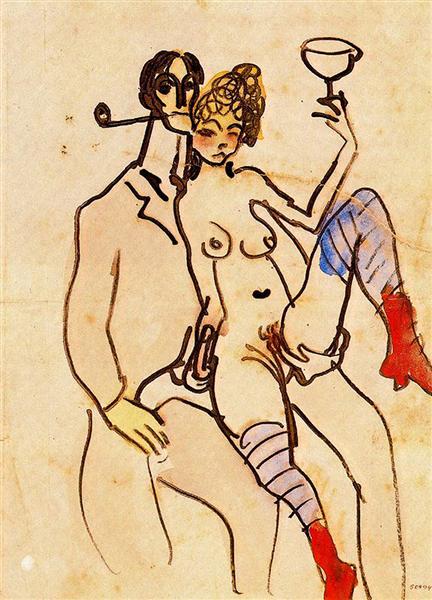 Angel Fernandez de Soto with woman, c.1903 - Pablo Picasso