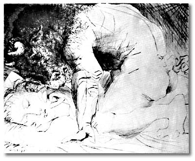 Minotaur caressing a sleeping woman, 1933 - Пабло Пикассо