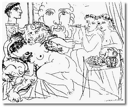 Minotaur caressing a  woman, 1933 - 畢卡索