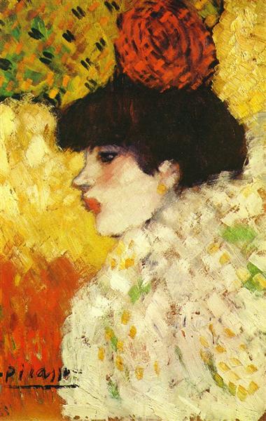 Профіль молодої дівчини (Дівчина з червоною квіткою у волоссі), 1901 - Пабло Пікассо
