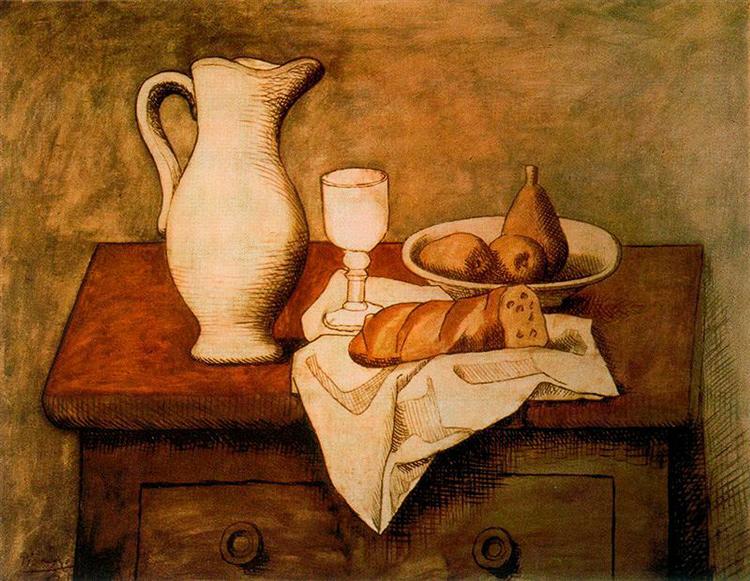Still life with jug and bread, 1921 - Пабло Пикассо