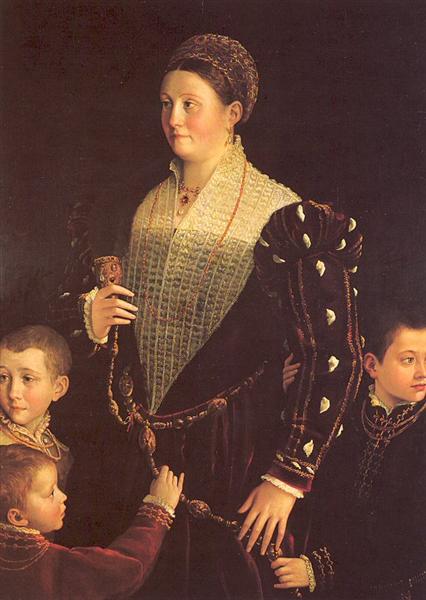 Camilla Gonzaga with Her Three Sons, c.1540 - 弗蘭西斯科．帕米賈尼諾