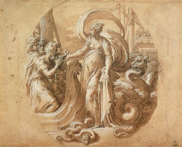 Цирцея і супутники Улісса, c.1527 - Парміджаніно