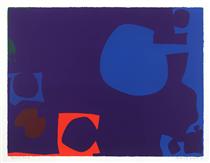 Blue and Deep Violet with Orange, Brown and Green - Patrick Heron