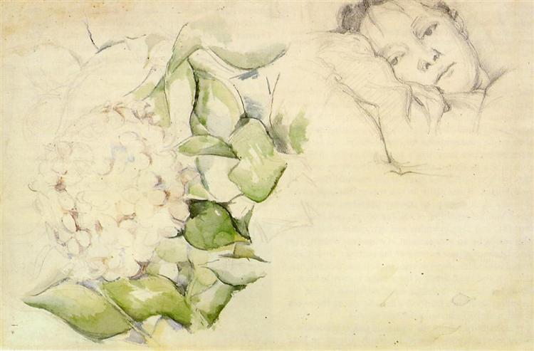 Madame Cezanne with Hortensias, 1885 - 塞尚