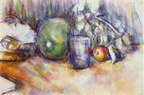 Still Life with Green Melon - Paul Cezanne