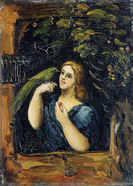 Woman with Parrot, c.1864 - Поль Сезанн