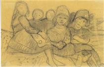 Five children on the edge of the meadow - Paula Modersohn-Becker