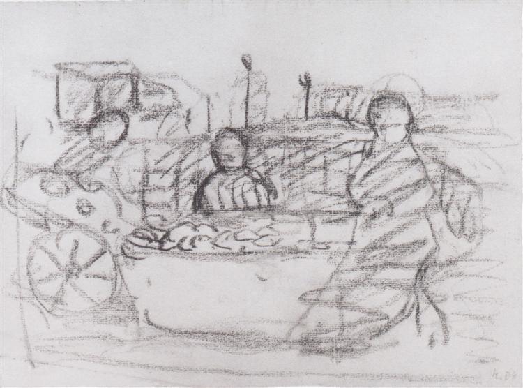 Three women at a market stall, 1906 - Paula Modersohn-Becker
