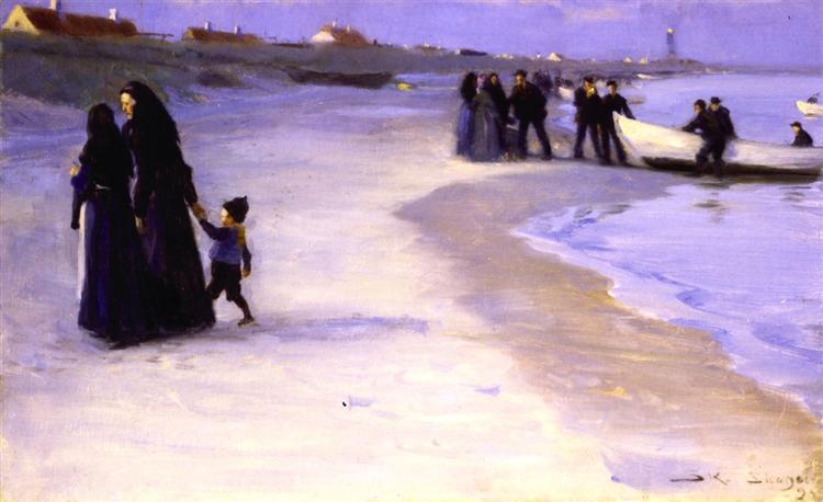A White Boat at the Shoreline, Late Summer Evening, 1895 - Peder Severin Krøyer