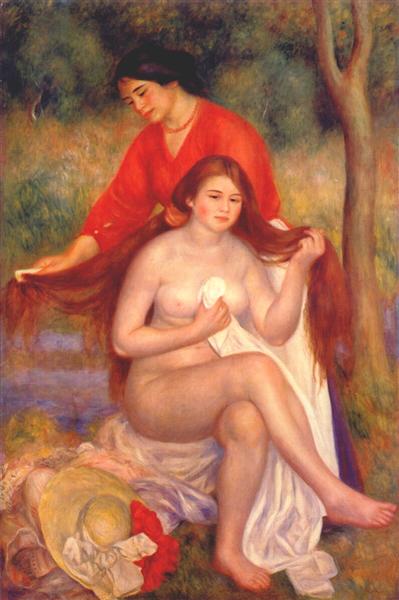 Bather and maid (The Toilet), c.1900 - Pierre-Auguste Renoir