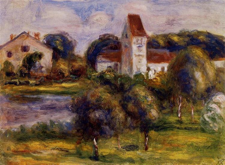 Breton Landscape Church and Orchard - Auguste Renoir