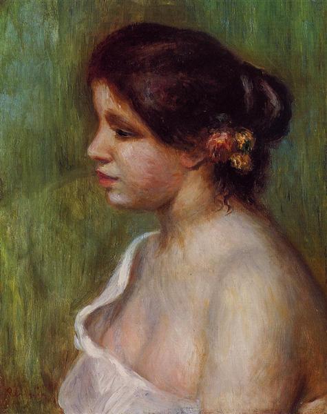 Bust of a Young Woman with Flowered Ear, 1898 - Auguste Renoir