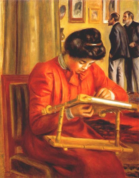 Christine Lerolle Embroidering, 1897 - Pierre-Auguste Renoir