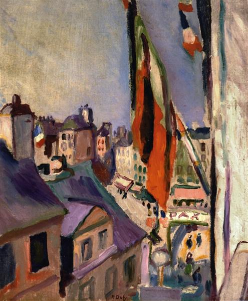 Flag Decorated Street, 1906 - 雷諾瓦