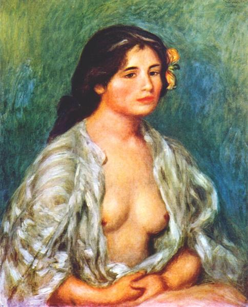 Gabrielle with open blouse, c.1907 - Pierre-Auguste Renoir