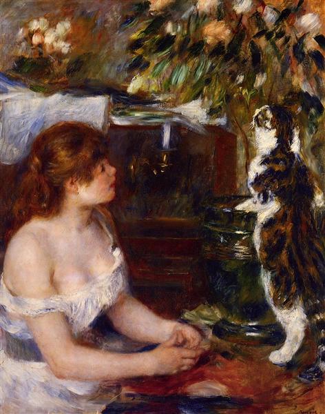 Girl and Cat, c.1881 - 1882 - Пьер Огюст Ренуар