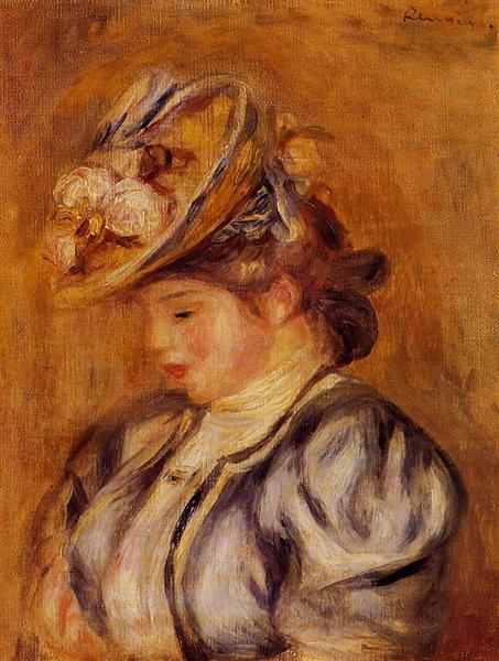 Girl in a Flowery Hat, c.1905 - 1908 - 雷諾瓦