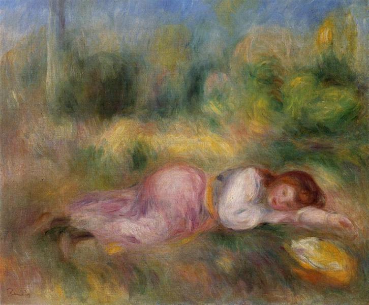 Girl Streched out on the Grass, 1890 - Пьер Огюст Ренуар