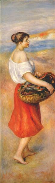 Girl with a basket of fish, c.1889 - П'єр-Оґюст Ренуар